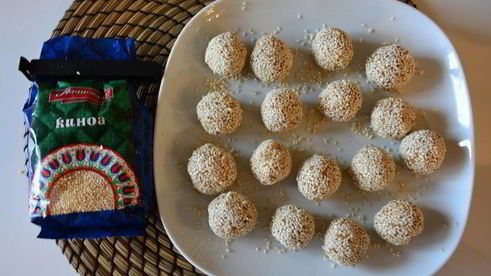 конфеты из киноа с арахисовой пастой