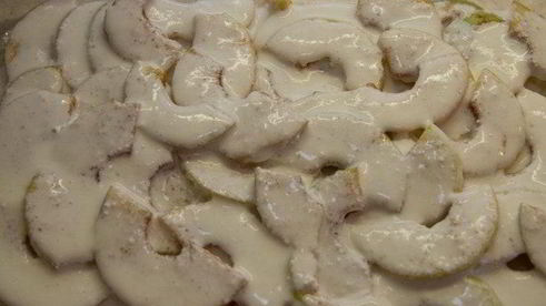 лазанья с яблоками и творожным кремом