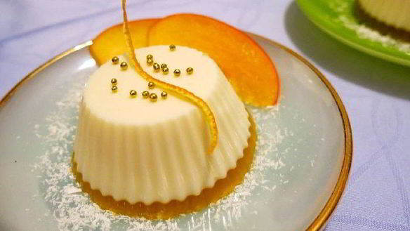 Рецепт Лимонной панны котта на апельсиновом желе