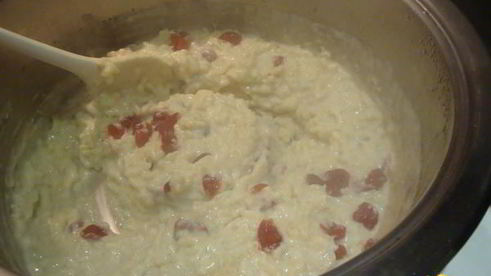 ванильный рисовый пудинг с вишнями