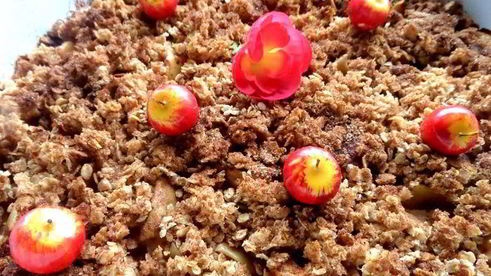яблоки, запеченные под овсяным крамблом