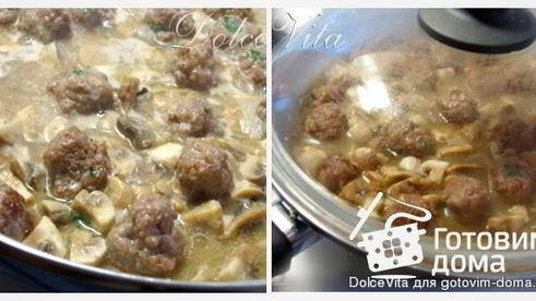 фрикадельки в соусе с шампиньонами