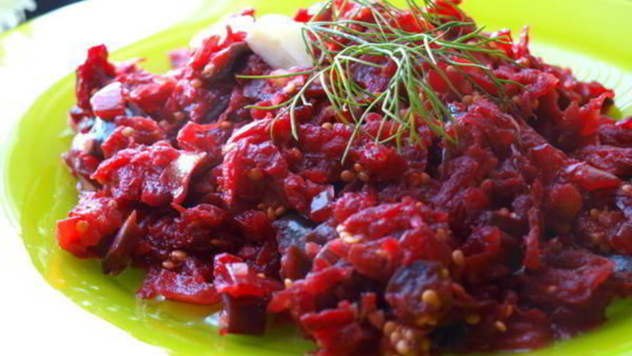 Рецепт гарнира из свеклы и баклажанов