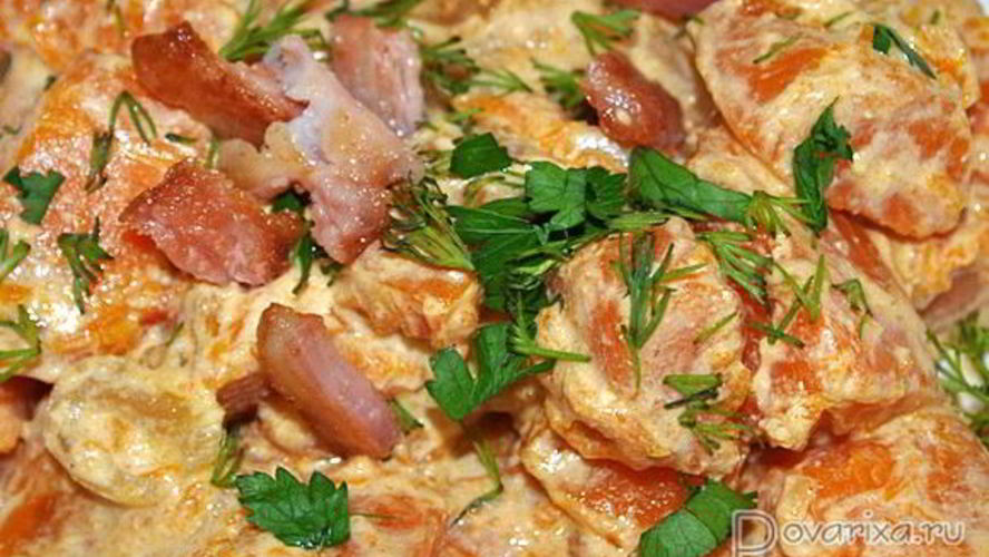 Рецепт гарнира из тыквы со сметаной к мясу