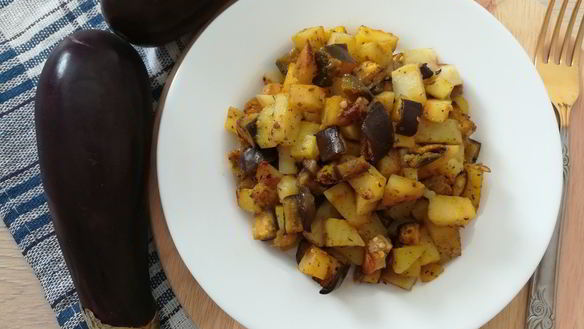 Рецепт Картофеля с баклажаном в духовке