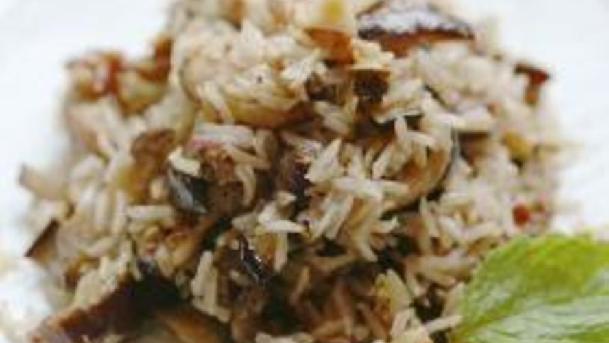 Рецепт риса коричневого с баклажанами