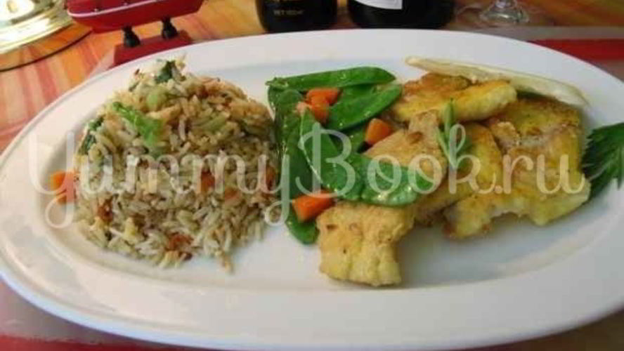 Рецепт риса, обжаренного с рыбой и овощами