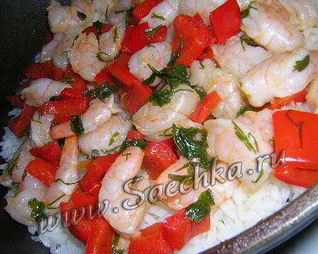 Рис с креветками и овощами