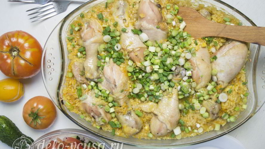 Рецепт риса с куриными ножками в духовке