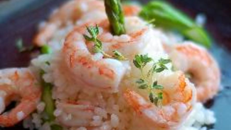 Рецепт риса со спаржей и креветками