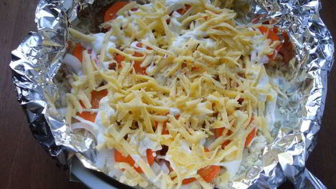 шафрановый рис с курицей и сыром на пару в мультиварке