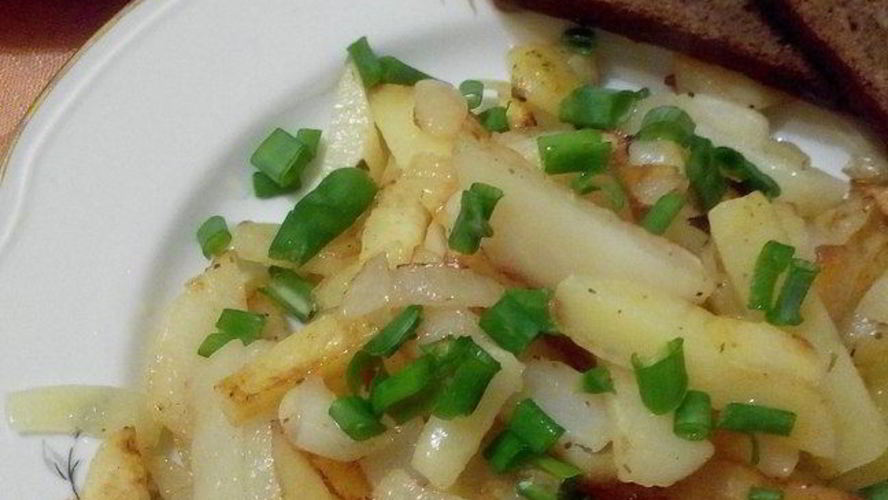 Рецепт жареной картошки с яблоками
