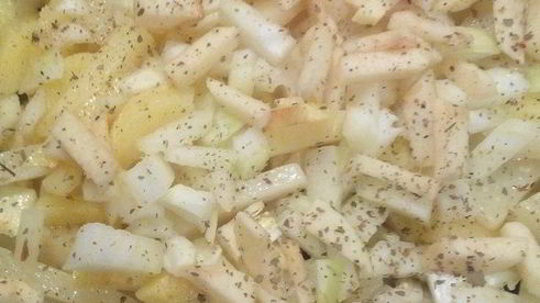 жареная картошка с яблоками