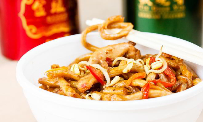 Гречневая лапша с курицей терияки