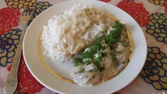 Рецепт Грибов, тушенных со сливками