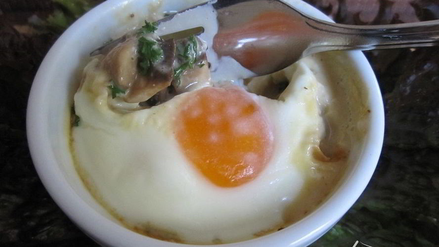 Рецепт грибов в сливках, запеченые с яйцом