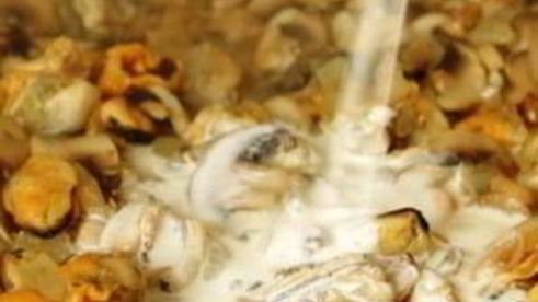 мидии и шампиньоны в сливках