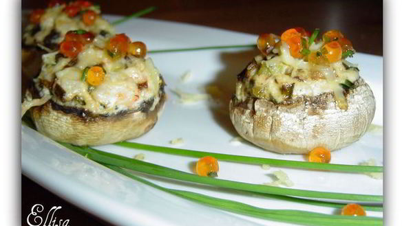 Рецепт Шампиньонов фаршированных Морское искушение