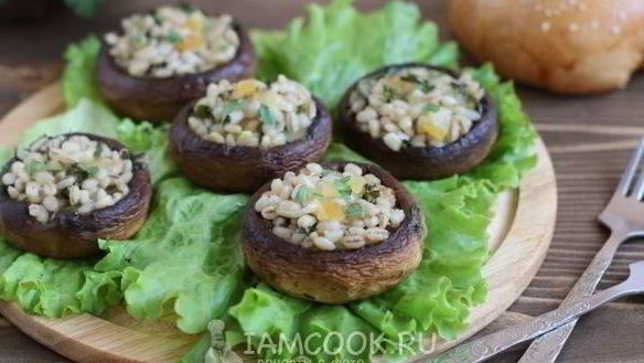 Рецепт Шампиньонов, фаршированных перловкой