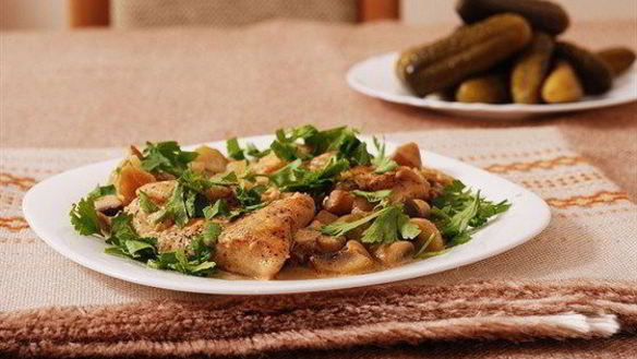 Рецепт Тушеных грибов в винном соусе