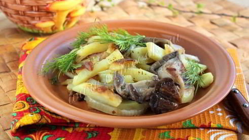 вешенки жареные с картошкой