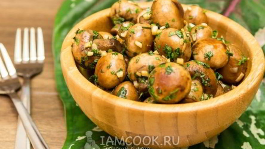 Рецепт жареных шампиньонов с чесноком и кинзой