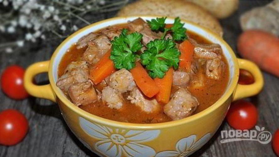 Рецепт гуляша с красным вином