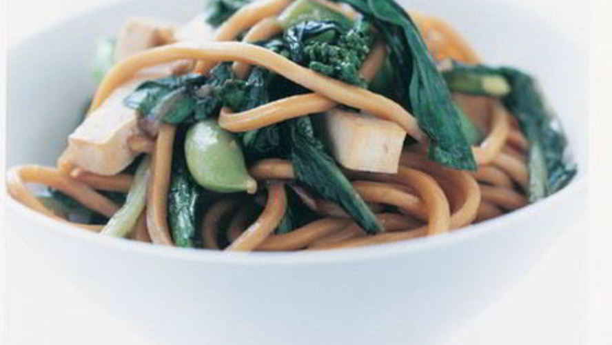 Рецепт хоккийской лапши с тофу и зеленью