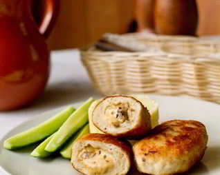Куриные котлеты с грибами и сыром