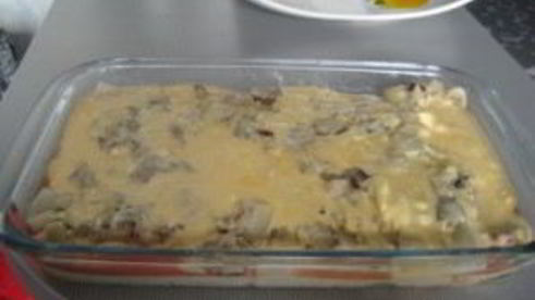 лазанья из слоеного теста