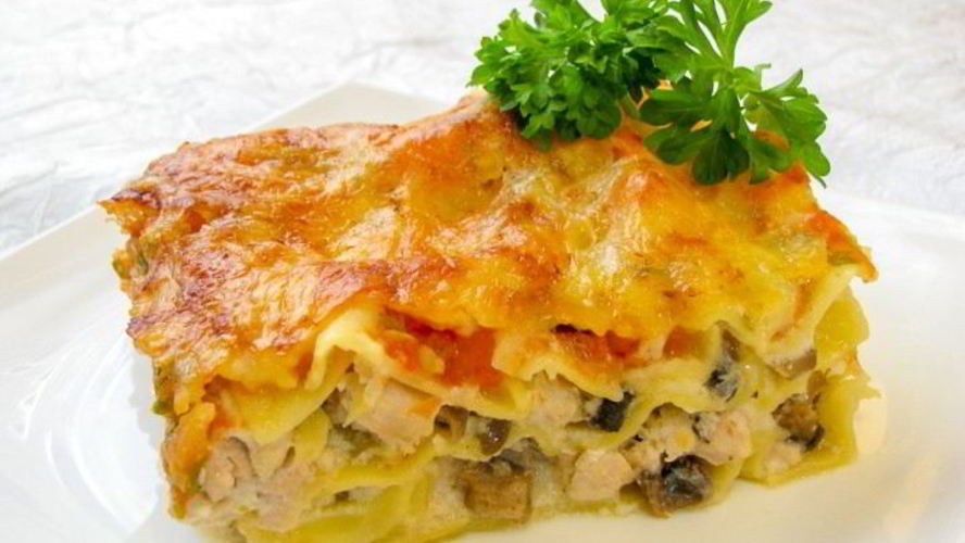 Рецепт лазаний с грибами и куриным филе