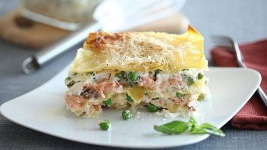 Рецепт лазаний с лососем и творогом