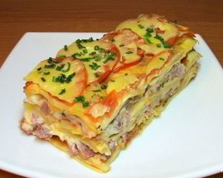 Лазанья с сыром и ветчиной
