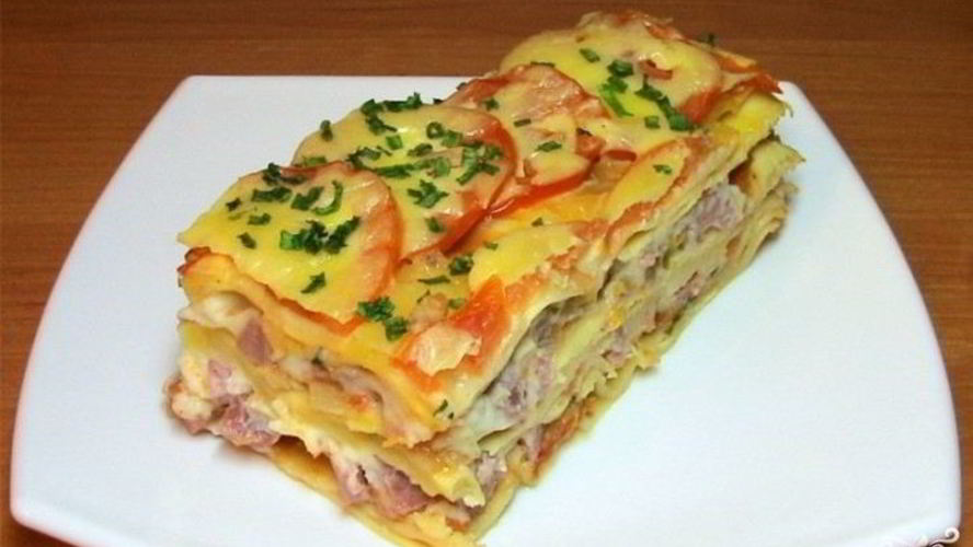 Рецепт лазаний с сыром и ветчиной