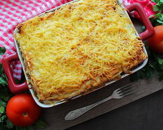 Лазанья с тертым картофелем