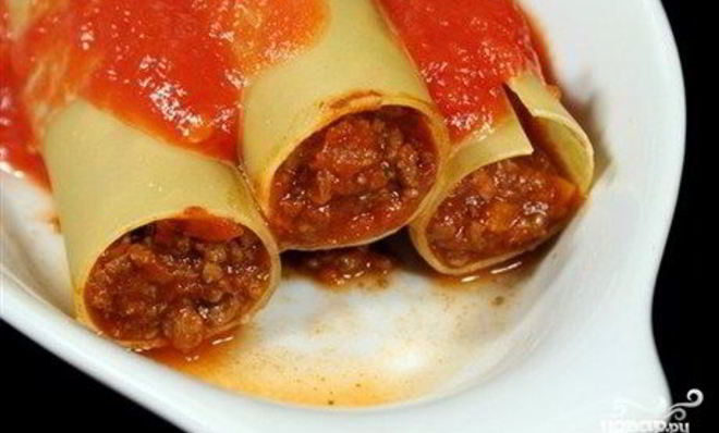 Каннеллони с фаршем в мультиварке