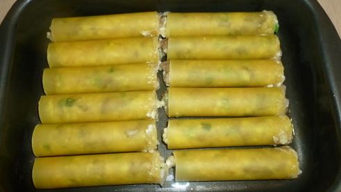 каннеллони с рыбой, грибами и адыгейским сыром