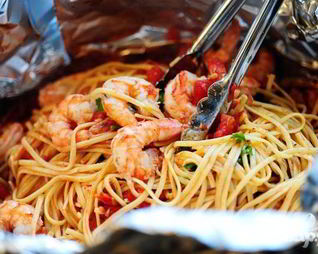 Креветки со спагетти