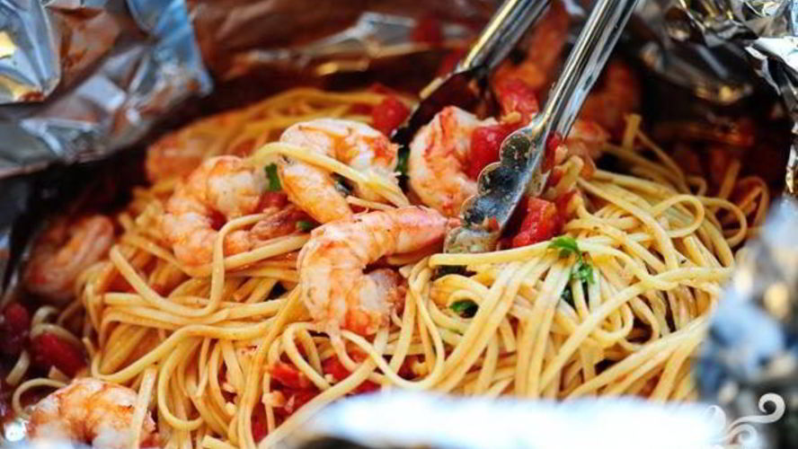 Рецепт креветок со спагетти