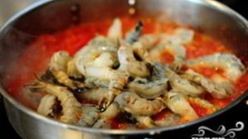 креветки со спагетти