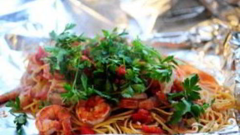 креветки со спагетти