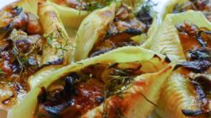 Рецепт макарон ракушки фаршированные грибами