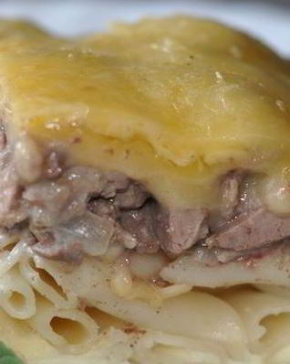 Макароны с ливерной колбасой