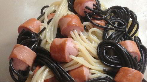 макароны с сосисками осьминожки