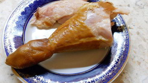 макароны со свиным сердцем и копченой курицей