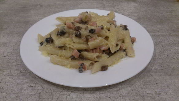Рецепт Пасты с грибами и ветчиной