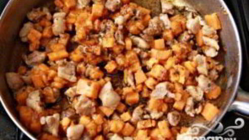 паста с курицей и сладким картофелем