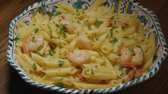 Рецепт Пасты с тыквой и креветками