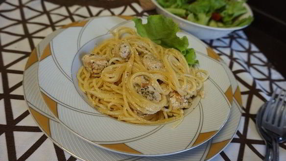 Рецепт Спагетти с индейкой и творожным сыром
