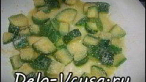 спагетти с креветками и цукини